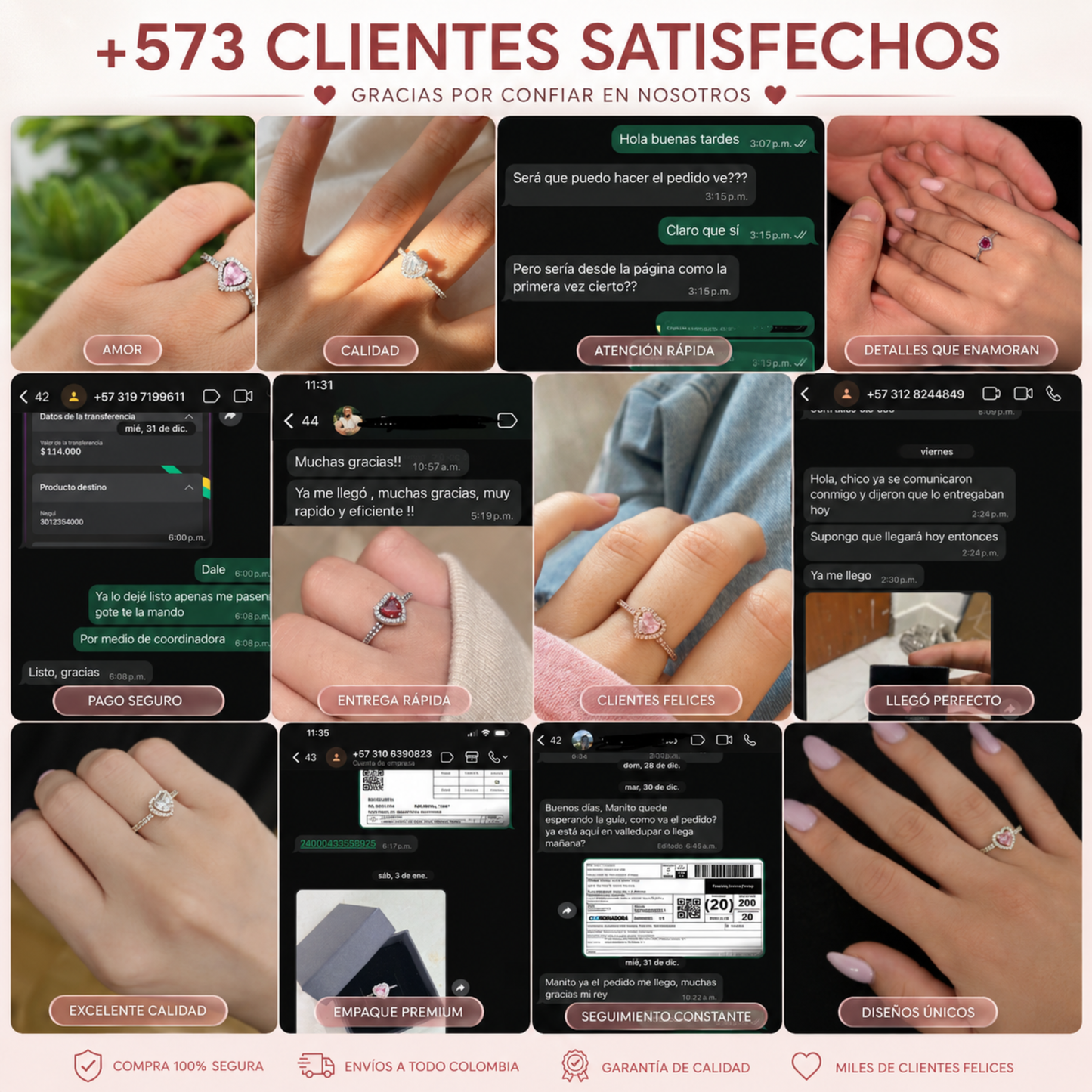 Anillo de promesa AJUSTABLE de corazón