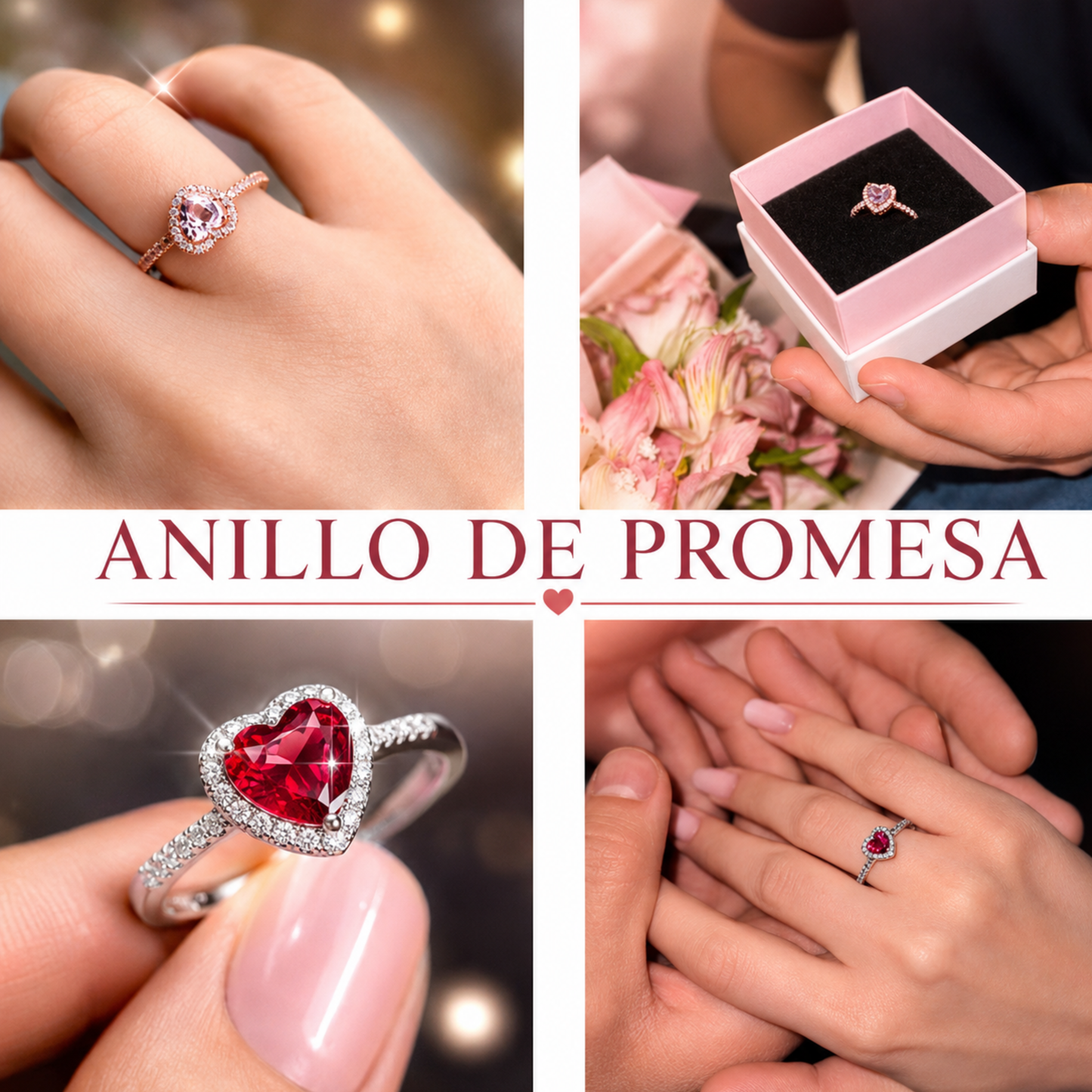 Anillo de promesa AJUSTABLE de corazón