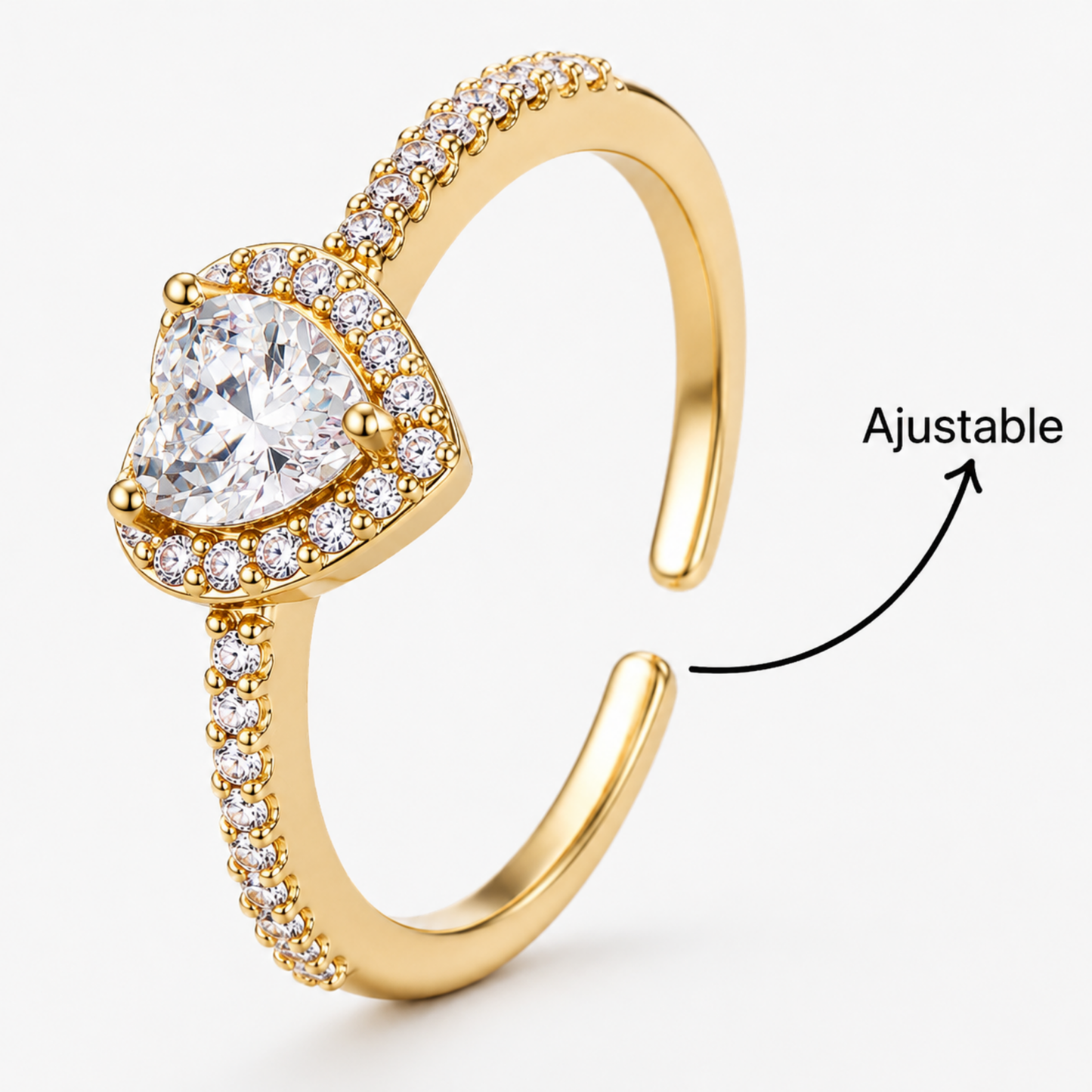 Anillo de promesa adaptable bañado en oro