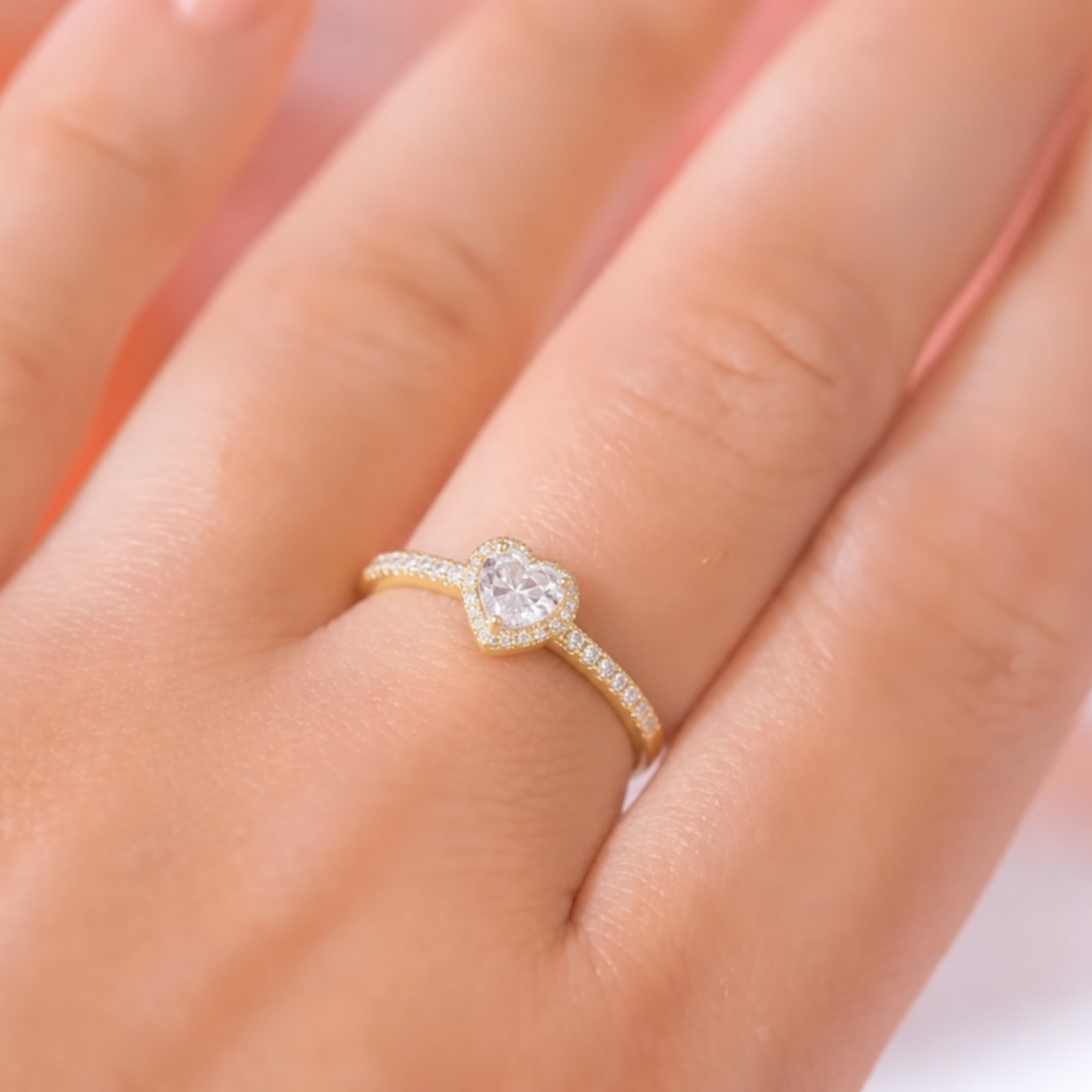 Anillo de promesa adaptable bañado en oro